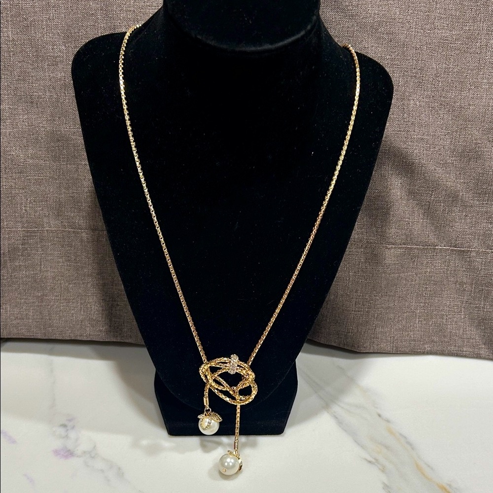 Charter Club Gold-Tone Pave & Imitation Pearl Lariat Necklace
Macy's Collection